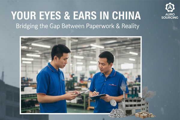 Auro Sourcing agent discussing project details with a factory manager in China