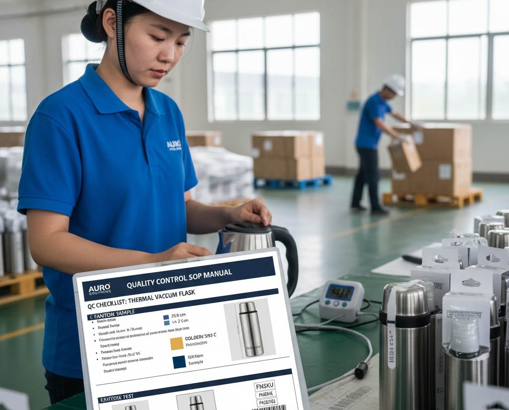 A detailed QC checklist with product photos and specifications being used for inspection.