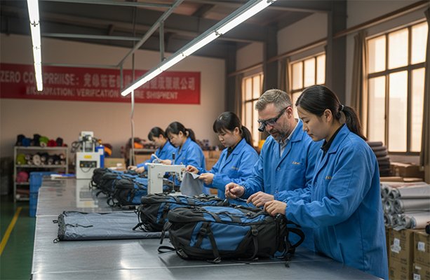 A collection of durable outdoor gear like backpacks and tents sourced from China