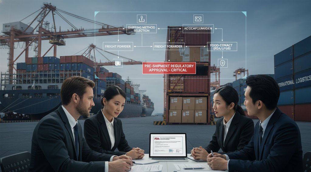 Shipping containers being loaded with kitchenware products for export from China