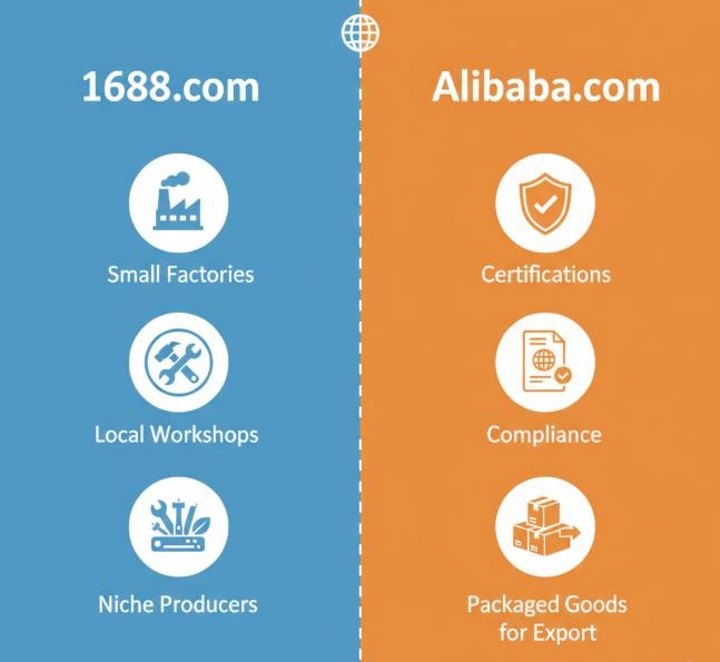 showing the types of suppliers in 1688 and alibaba