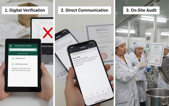 China sourcing agent auditing a personal care factory in Zhejiang