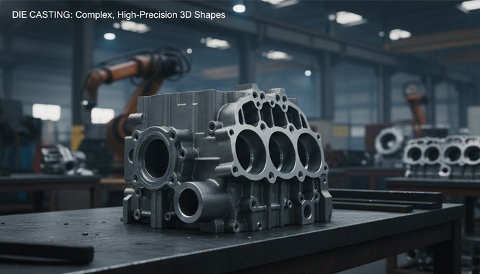 An intricate aluminum die-cast part for the automotive industry