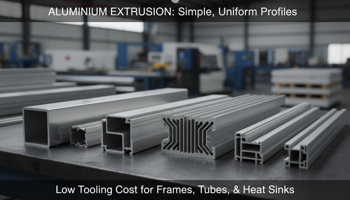 A collection of various aluminum extrusion profiles for construction and electronics