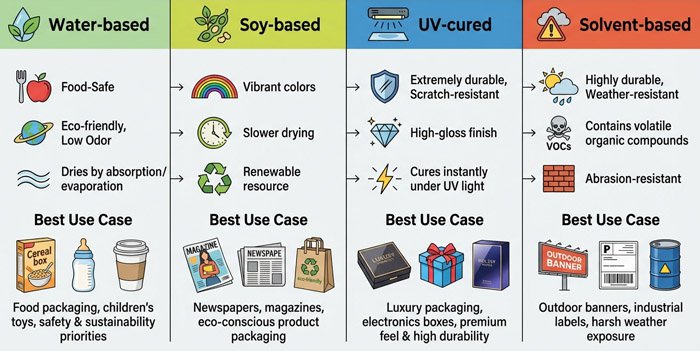 Ink types for packaging printing in China