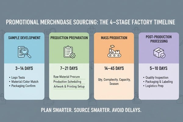 promotional merchandise production timeline stages manufacturing