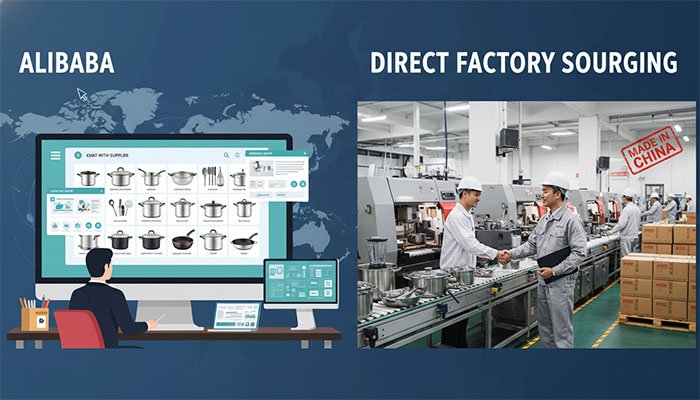 Alibaba vs direct factory sourcing for wholesale kitchenware