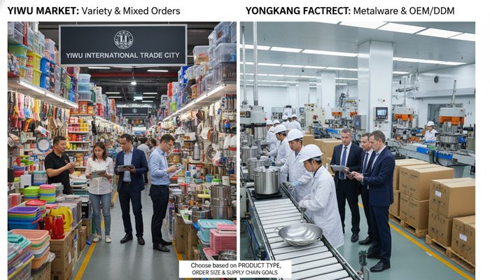 Yiwu Market vs Yongkang kitchenware sourcing comparison China