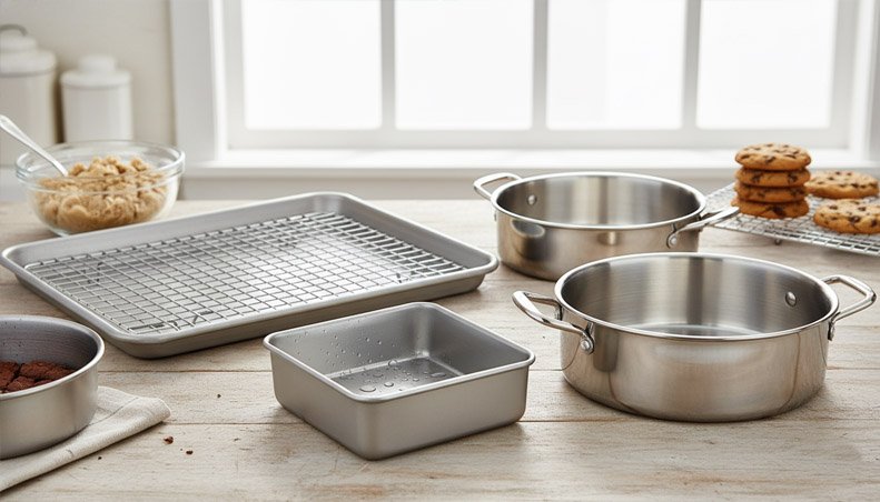 shiny and durable stainless steel baking pans